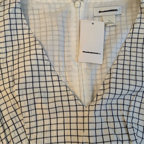 Club Monaco Cahdell Checked Romper White Size 00 - Picture 6 of 6